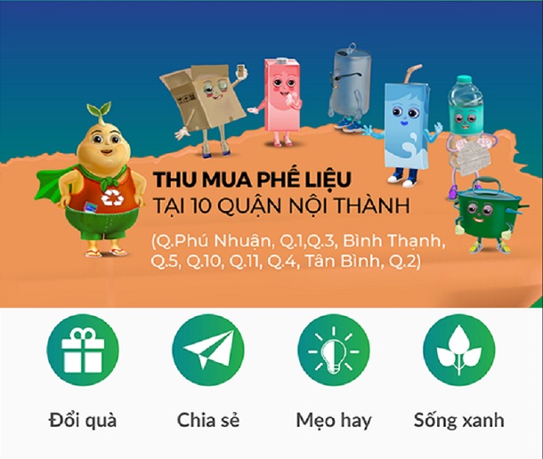 Vỏ hộp giấy Tetra Pak sau khi sử dụng sẽ được thu gom qua ứng dụng VECA trên điện thoại thông minh 